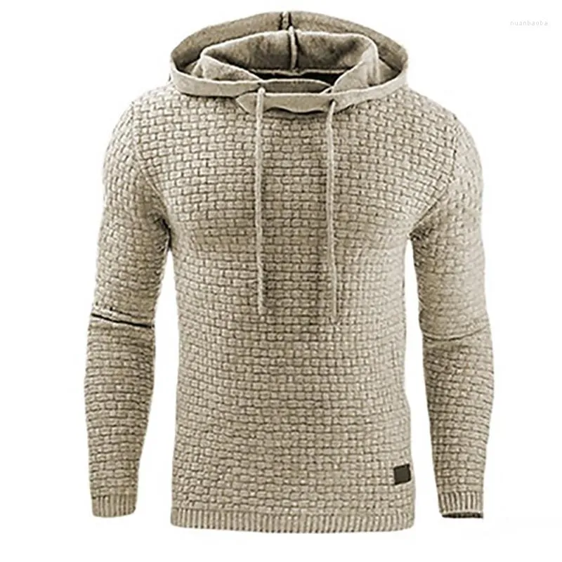 Men's Hoodies Fashion All-match Solid Long Sleeve Pullover Tops 2023 Winter Thick Knitted For Men Mens Casual Autumn Hooded Sweatshirt