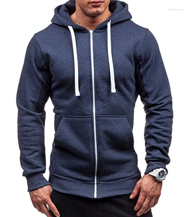 Men's Hoodies European And American Casual Sweater Zipper Hooded Coat Men's Solid Color Cardigan