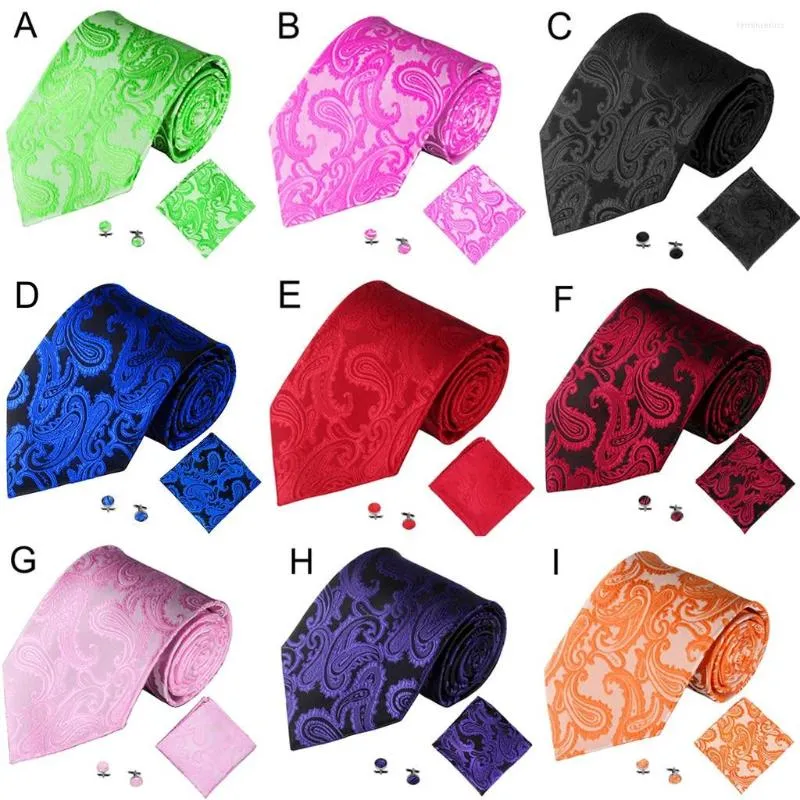 Bow Ties 2023 10 Colors 3PCS Tie Classic Gentle Man Men Party Pocket Square Handkerchief Cuff Link