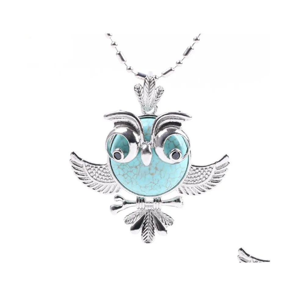 Pendentif Colliers Femmes Bijoux Hibou Collier Cristal Naturel Semigemstone Petit Animal Modèle Femelle Ornement Longue Goutte Livraison Pend Dhnti