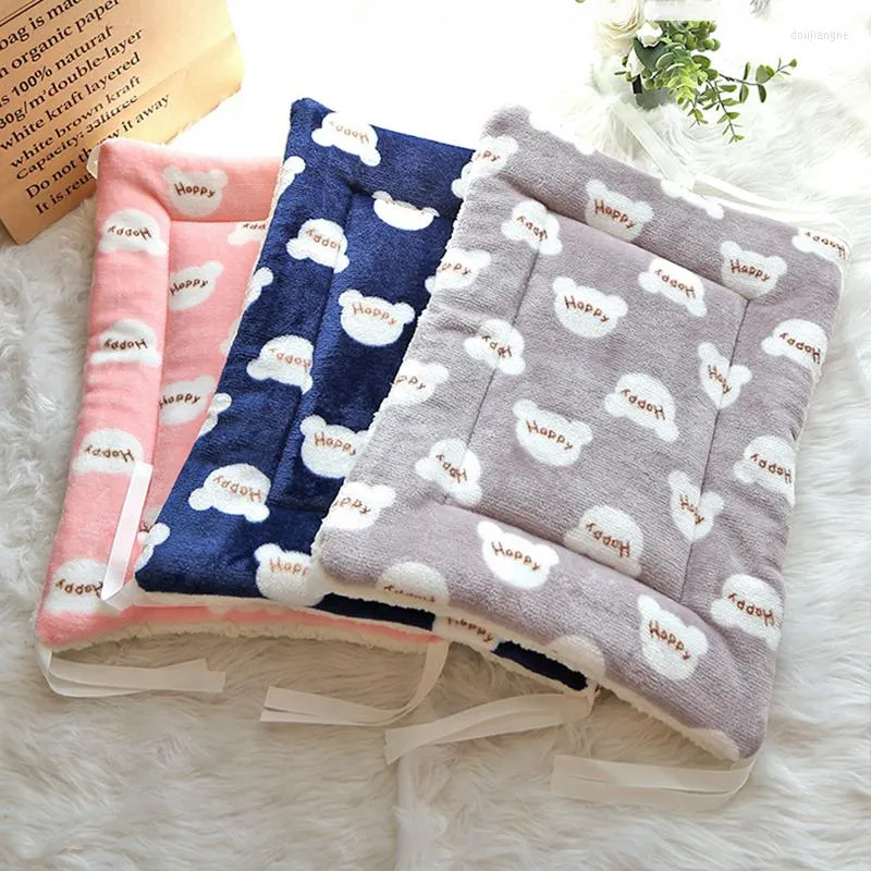 Cat Beds Soft Dog Bed Mat Winter Warm Blanket Sofa Cushion Kennel Flannel Thickened Pet Sleeping For Puppy Supplies