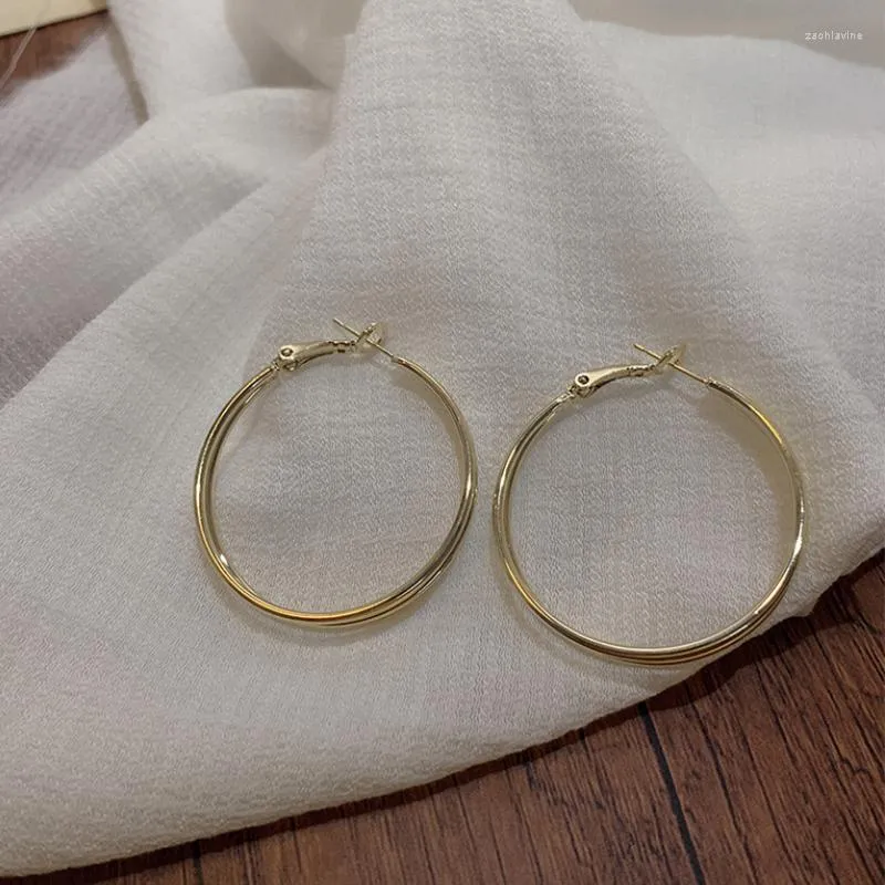 Hoop Earrings VSnow Korean Fashion Gold Double Layer Circle Earring For Women Temperament Metal Party Jewelry Accessories