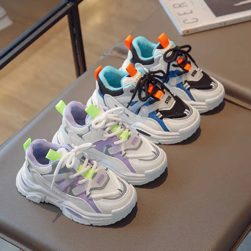 Sportliche Outdoor Neue Kinder Mode vulkanisierte Sneakers Plattform Mix Farbe Flats Little Girls Schuhe lässige Jungen Wanderschuhe G01104 R230302