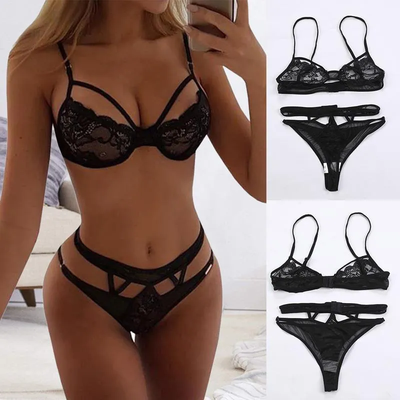 Maillots de bain pour femmes vêtements de nuit pour femmes Sexy Bobydoll France romantique dentelle soutien-gorge Push Up évider sous-vêtements vêtements de nuit ensemble de Lingerie