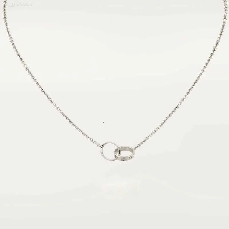 Klassisk design dubbel loop charms hänge kärlek halsband för kvinnor flickor 316l titan stål bröllop smycken krage collier