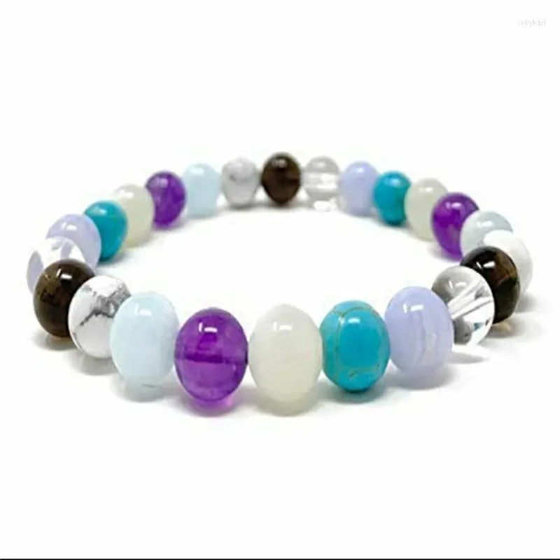 Strand Men Bracelet Natural Stone 8 Mm Mix Color Round Bead Citrine Crystal Amazonite Amethysts Rose Quartzs Women Bracelets