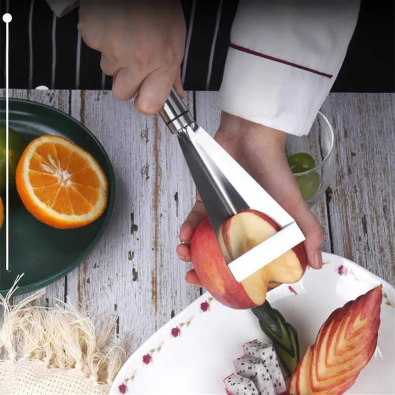 Edelstahl Obst Tranchiermesser Dreieckige Form Gemüsemesser Slicer Obstteller Rutschfeste Tranchierklinge Küchenwerkzeug