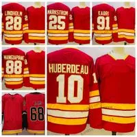 Mens Classic Red 91 Nazem Kadri Hockey Jerseys 10 Jonathan Huberdeau 28 Elias Lindholm 25 Jacob Markstrom 88 Andrew Mangiapane 68 Jaromir