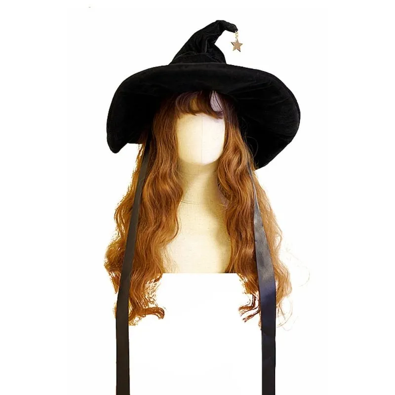 Bonnets Bonnet/Crâne Casquettes Femmes Chapeau De Sorcière Grand Accessoire De Costume D'Halloween Froncé Pour La Fête Faveur Fille