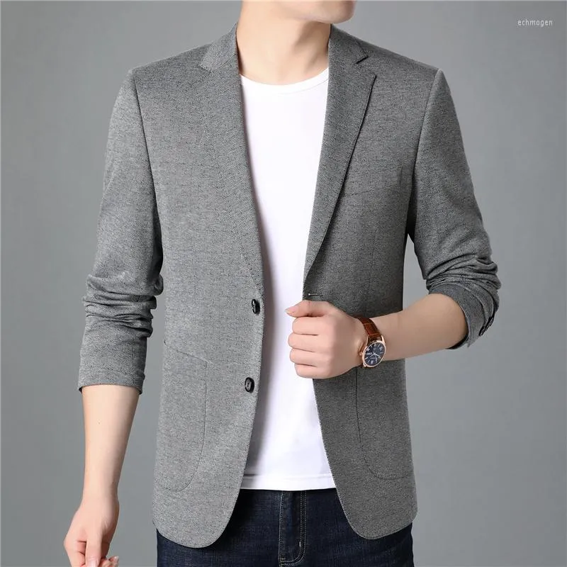 Men's Suits Mens Gray Classic Blazer Jacket 2023 Arrivlas Spring And Autumn Men Smart Casual Dress Coat Slim Fit &