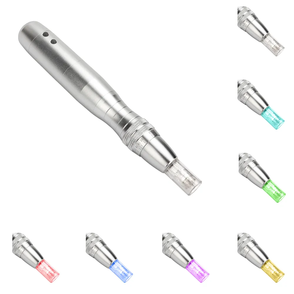 Skönhetsartiklar 7 Färg LED -ljusterapi hudvård åtdragning personlig derma penna mikronedling enhet