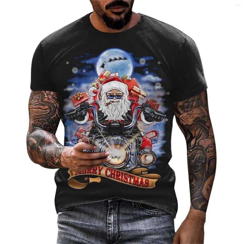 T-shirt da uomo Confezione da top collo alto per uomo Moda uomo Casual Camicia natalizia Ssports Ffitness Outdoor 3D Digital Big House Slipper