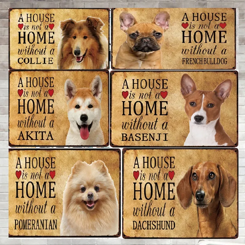 Cute Dog Metal Tin Signs Poster Animal Metal Plate Travel Souvenir Vintage Metal Plaque Wall Home Shop Decor Poster Wall Plaque personalized Painting 30X20CM w01