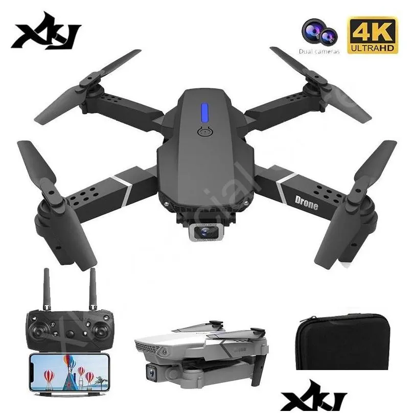 Electric / Rc Aircraft E88 Pro Drone con gran angular HD 4K 1080P Cámara dual Altura Hold Wifi Rc Quadcopter plegable Dron Regalo Juguete Dro Dhml9