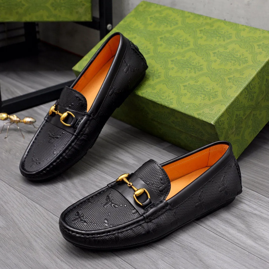 Markenname Herren Walk-Loafer-Kleiderschuhe mit Biene, Rindsleder, lässig, zum Fahren, Hochzeit, Schuhgröße 38–45