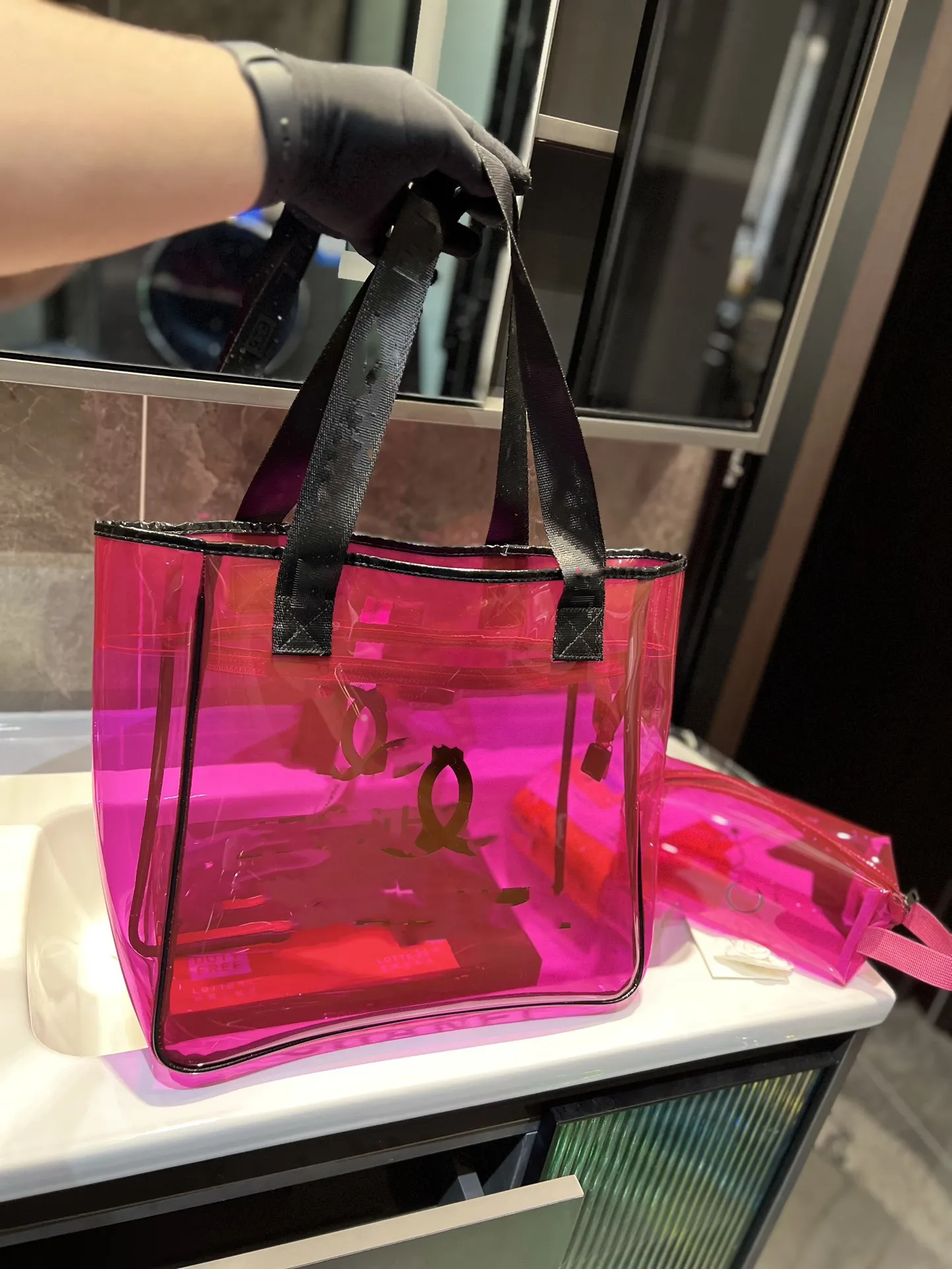 PVC Laser tote bags high-end shopping bag girls handbag fashion trend jelly summer New Fashion Handbags Beach luggage Cross Body leisure travel large capacity