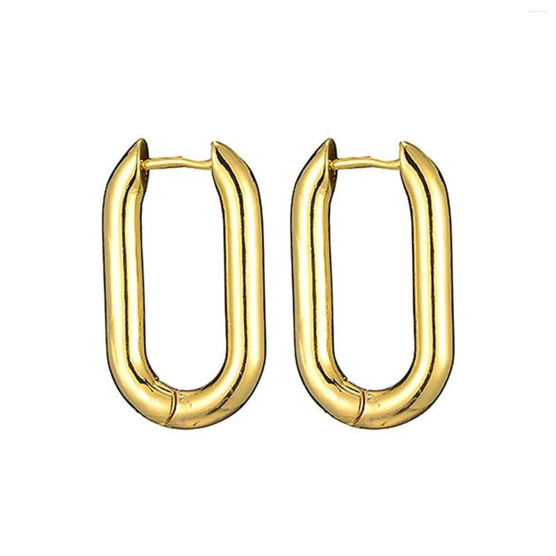 Pendientes de aro Casual brillante en forma de U para mujer pequeño ovalado ligero regalo minimalista cobre boda fiesta joyería de moda