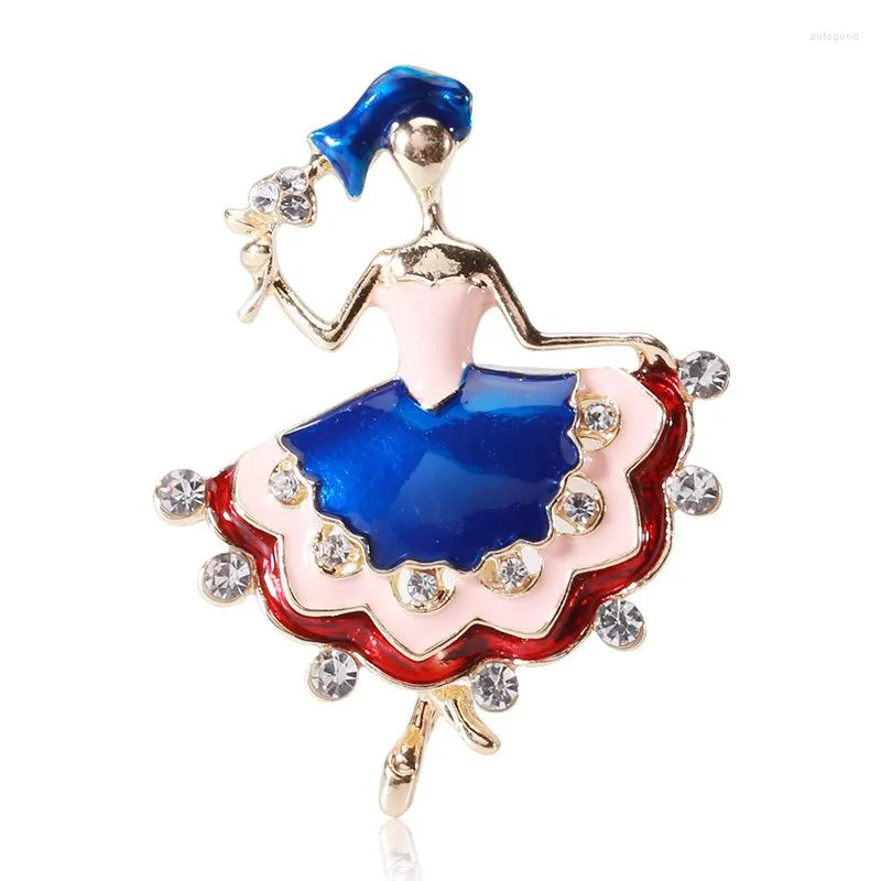 Brooches Enamel Dancing Ballet Girl Rhinestone Brooch Pin For Women Party Wedding Dancer Skirt Clothing Jewelry Gifts