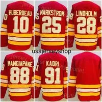 Hockey Jersey Men Reverse 10 Jonathan Huberdeau Blank 88 Andrew Mangiapane 91 Nazem Kadri 25 Jacob Markstrom 28 Elias Lindholm All Stitched