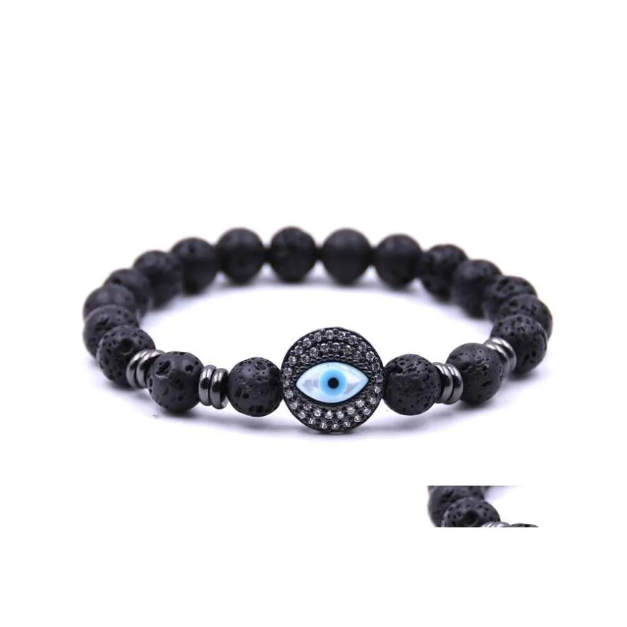 Perles Brins Friedman Lava Pierre Volcanique Devils Eye Bracelet Hommes Et Femmes Huile Essentielle Diffusion Yoga Couple Bijoux Drop De Dhvem