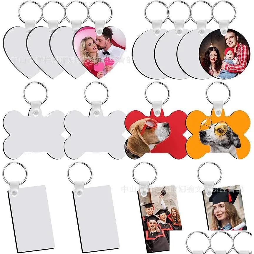 Party Favor Gros Blanc Porte-clés Transfert Thermique Sublimation Personnalité Porte-clés Ornement Mdf Porte-clés Drop Delivery Accueil Ga Dhpjh