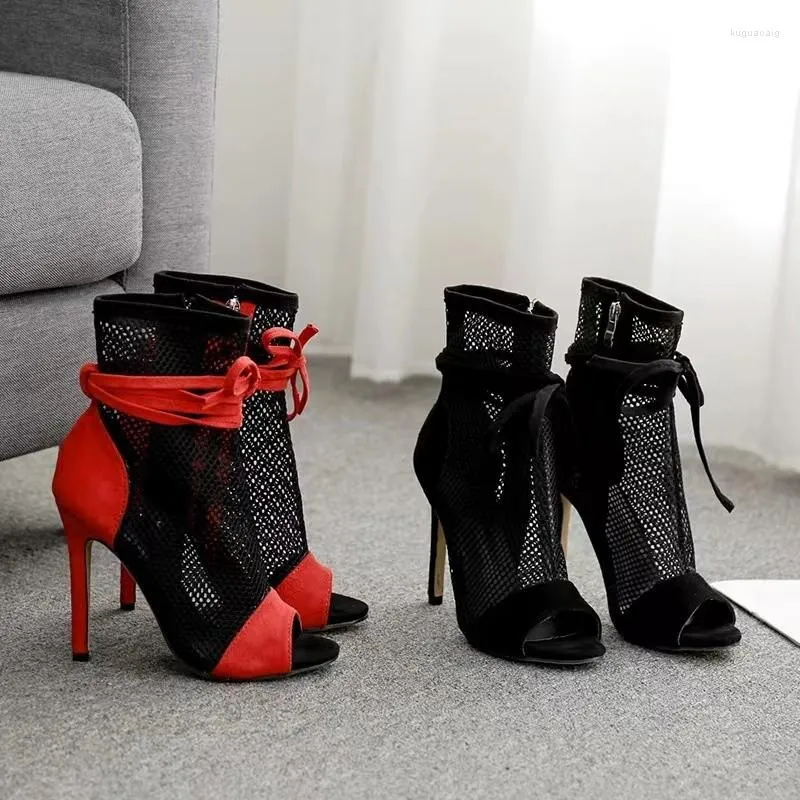 Mesh peep toe shoe boots sale