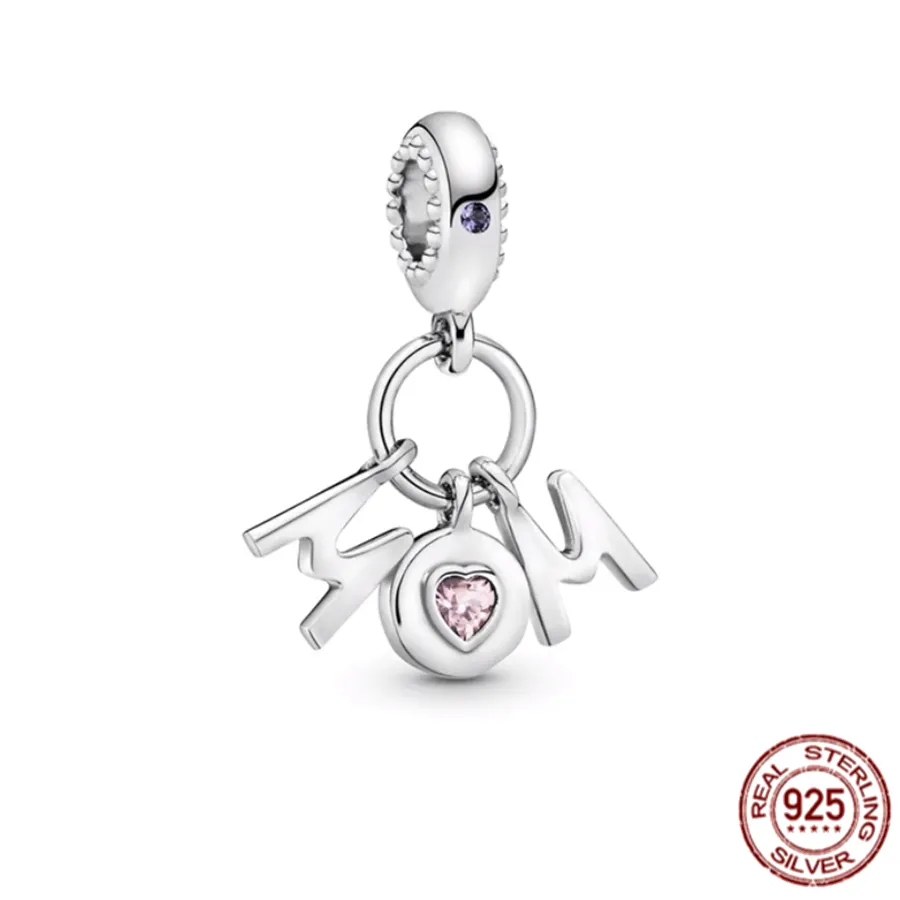 Nowa moda 925 Sterling Silver matka, rodzina, szczęśliwy wisiorek nadaje się do oryginalnej bransoletki Pandora naszyjnik DIY wykwintna biżuteria damska prezent