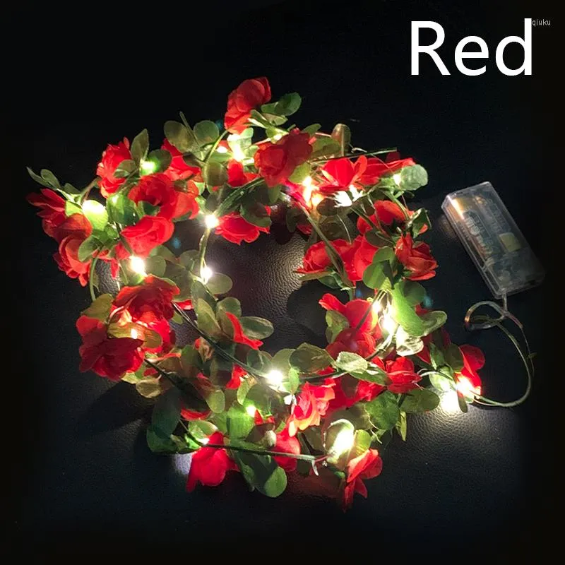 Fleurs décoratives 2.5M LED Rose Guirlande Creative Diy Saint Valentin Décoration De Mariage De Noël Arc Ficelle Faux Plante Vigne Décor À La Maison.