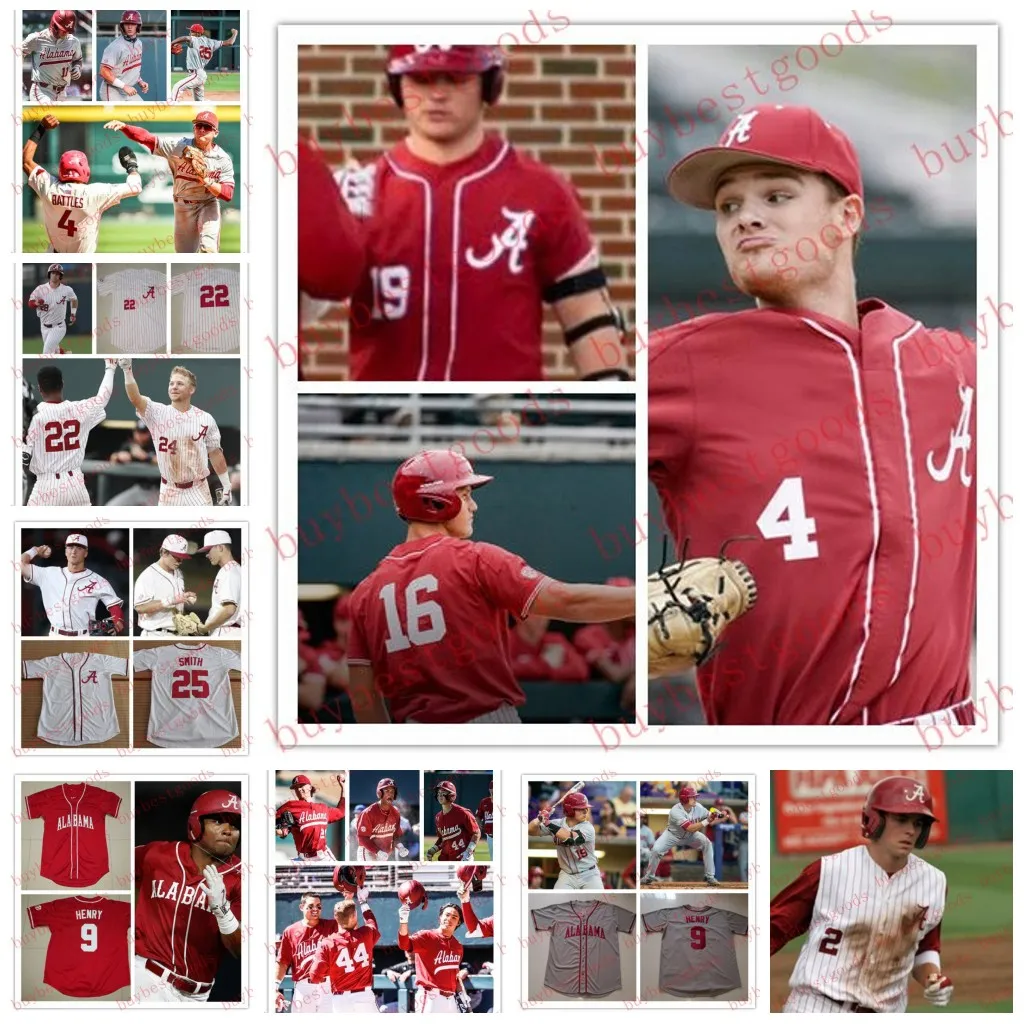 Custom Ed Alabama Crimson Tide Baseball Jersey 12 Hunter Furtado 30 Jake Leger 38 Dylan Ray 12 Hunter Hoopes 33 Luke Holman Braylon