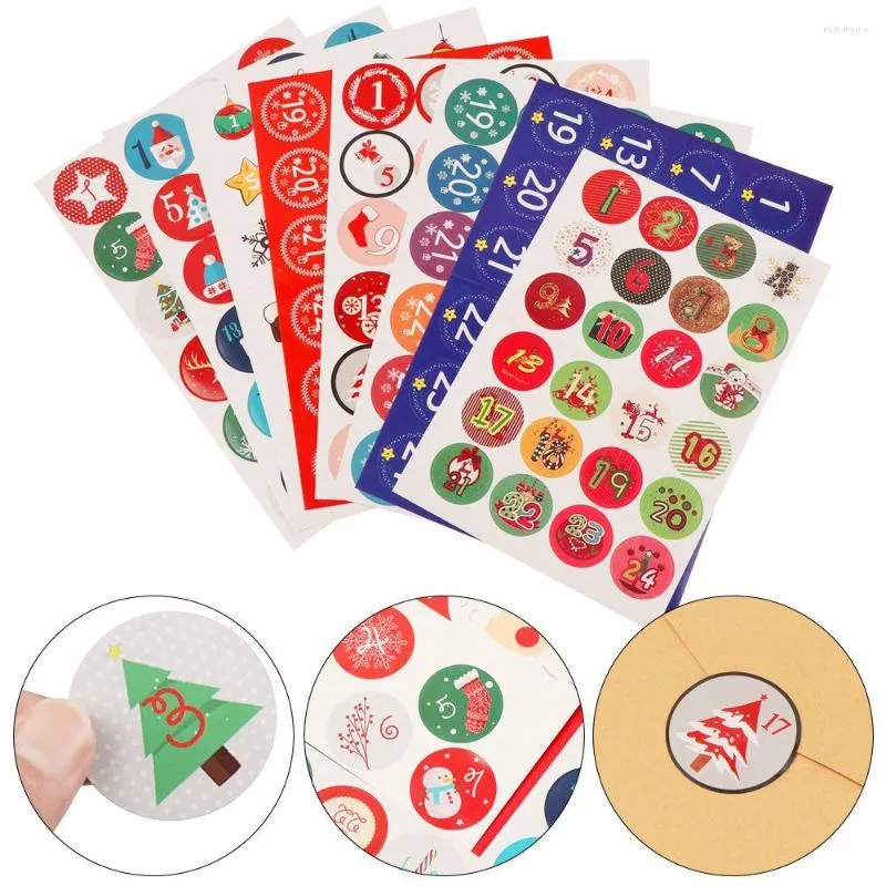 Gift Wrap Candy Multi-Function God julförpackning Paper Stickers Lime Label Number Advent Calendar