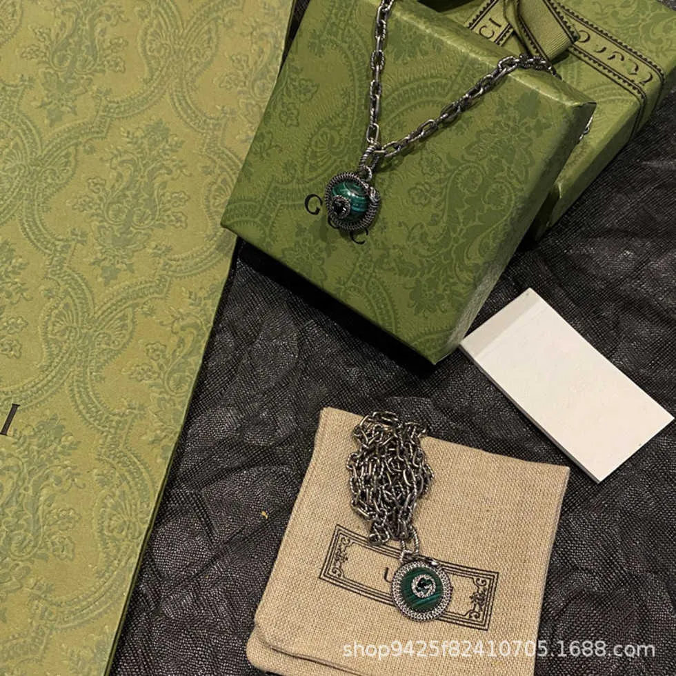 80% OFF 2023 New Luxury High Quality Fashion Jewelry for The antique style three-dimensional double silver snake malachite green necklace generation