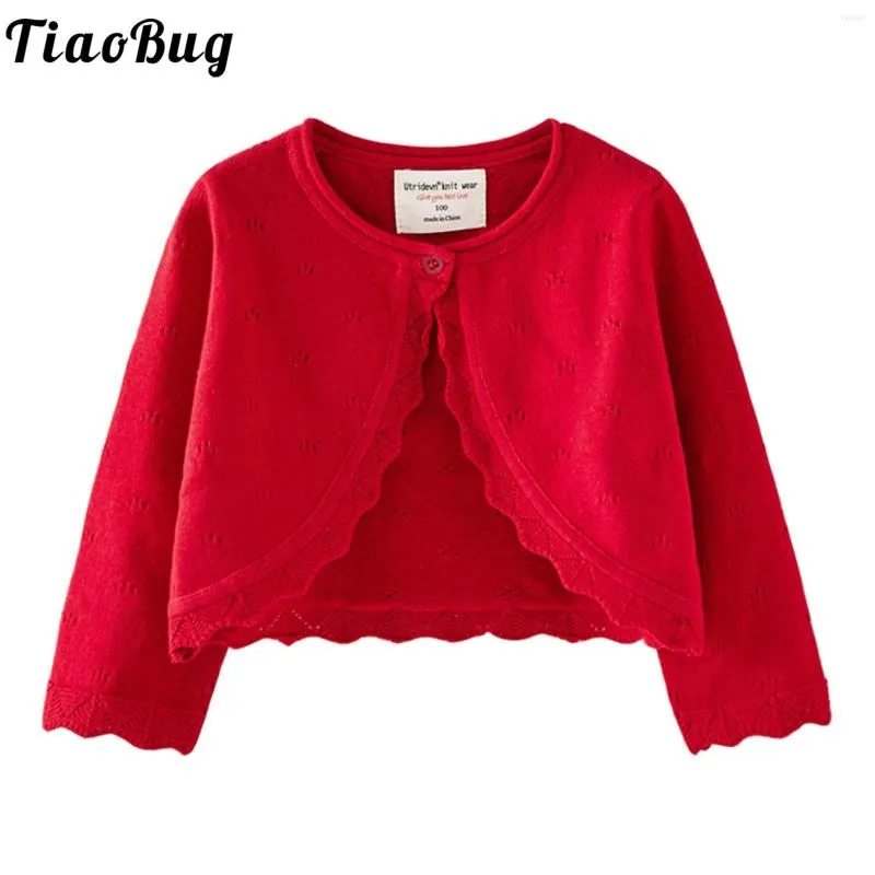 Jackets Baby Girl O-Neck Solid Color Pretty Cardigan Long Sleeve Match met feestjurkprinses voor bruiloft verjaardag