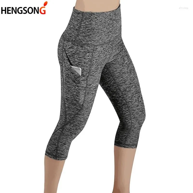 Calça ativa esportes fitness leggings femininos de cintura alta feminina ginástica ginástica jogging de marchas com calças de bolso
