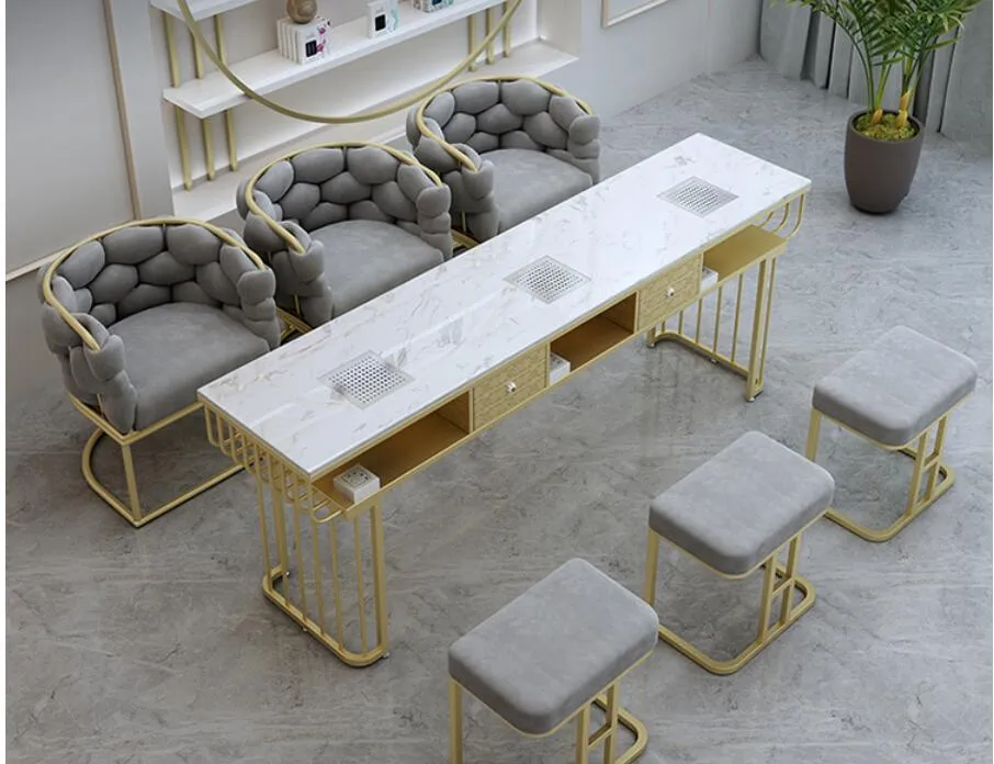 marmor manikyrbord och stol nordisk dali byrå makeup bordssalongutrustning möbler