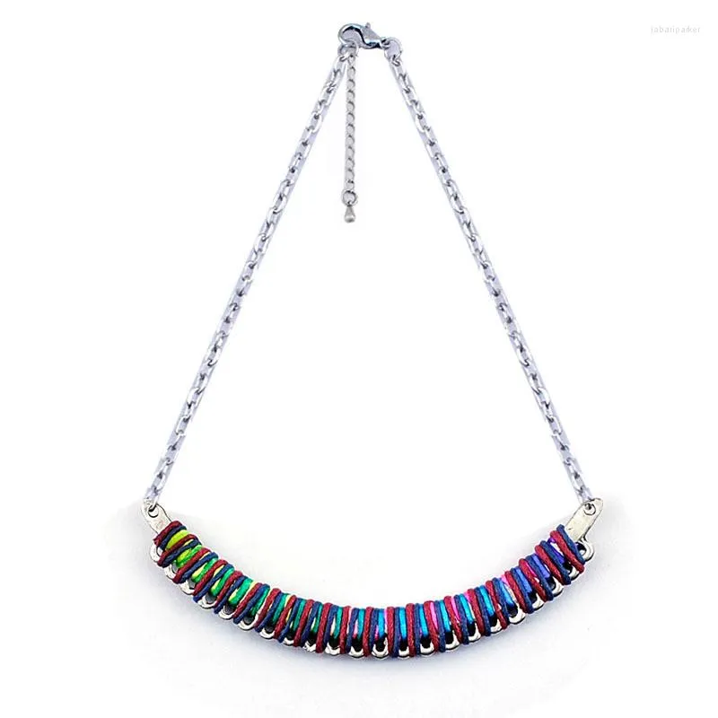 Choker Fashion Böhmen vintage halsband månform färgglad rep handgjorda flätande trendiga hängsmycken