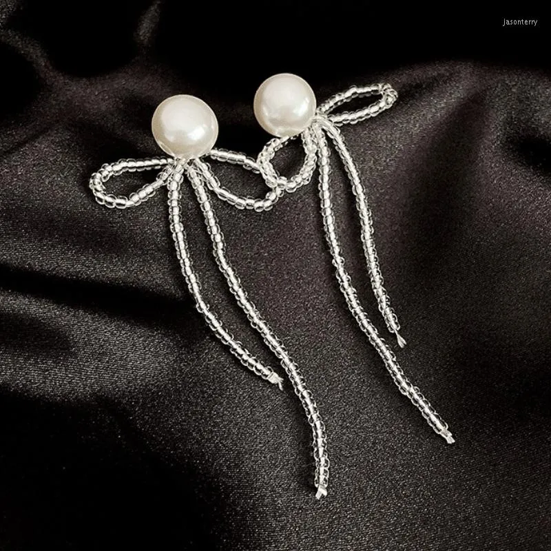 Dangle Earrings U-Magical Temperament White Simulation Pearl for woman anustual beaded bow-knot透明なイヤリングジュエリー