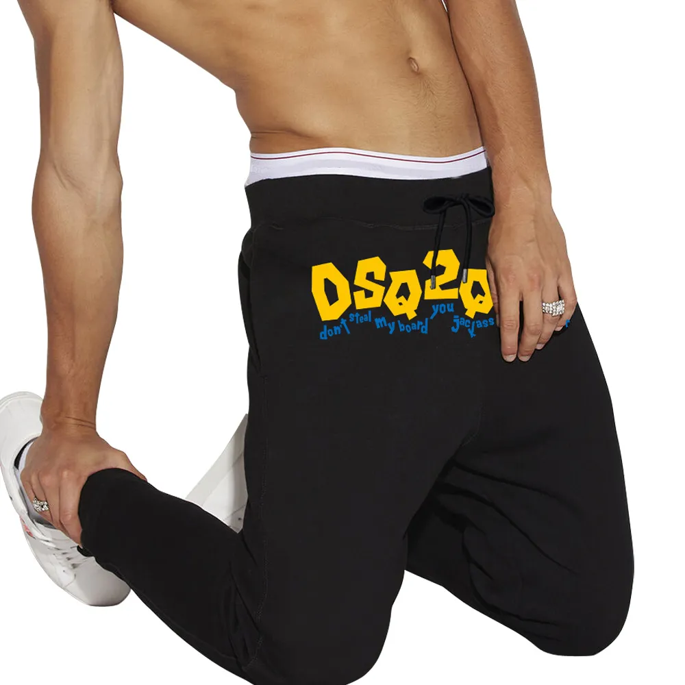 DSQ2 Pure Cotton Sports Pants Herrbyxor Spring och Autumn Leggings Lossa stor storlek som kör casual byxor Kvinnor mångsidiga närbild byxor