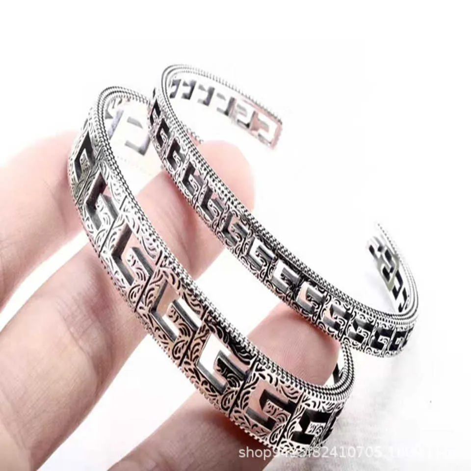 95% de descuento 2023 Nueva joyería de moda de lujo de alta calidad para pulsera doble de encaje ahuecado tridimensional de plata para hombres y mujeres