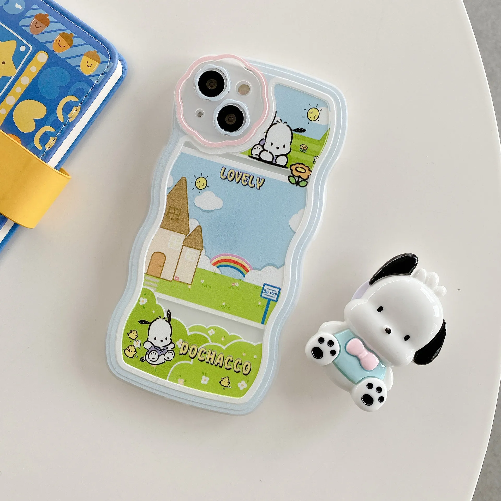 Cartoon Dog Bracket iPhone Case Yumuşak TPU İPhone 14 13 12 11 Pro Max Mini XR XS X 8 7 6 Plus Kadın