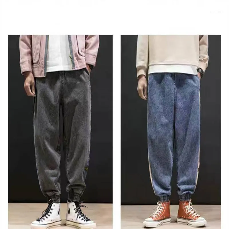 Men's Pants Spring And Autumn Side Pair Of Jeans Plus Fat Size Loose-Fitting Harem Casual Trousers