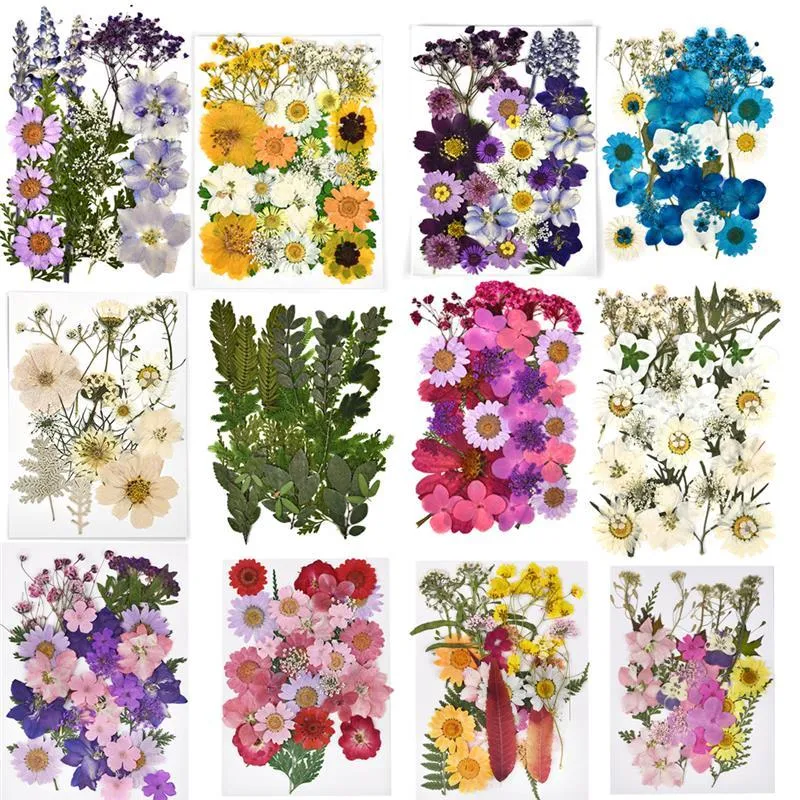 Ghirlande di fiori decorativi 1 confezione Piante secche di fiori secchi veri per candela fai-da-te Collana con ciondolo in resina epossidica Creazione di gioielli Artigianale Nail Art D