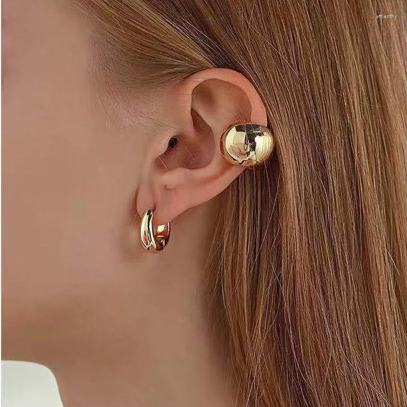 Backs Earrings WTLTC Gold Sliver Dome Ear Clip For Women Steampunk Cuff Metal Non Pierced 1 Pcs Femme Jewelry
