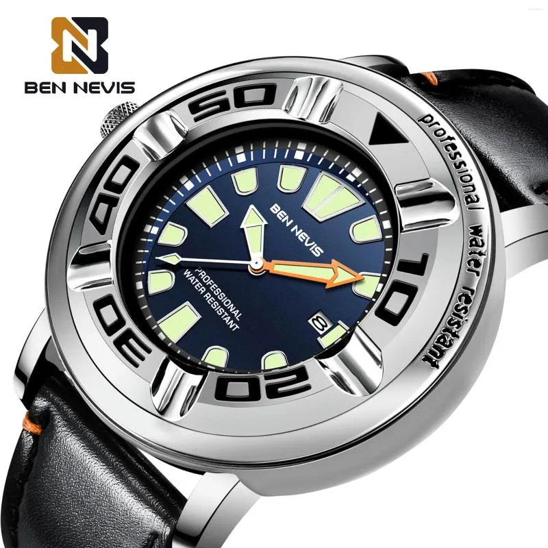 Montres-bracelets Relogio Masculino BEN NEVIS 2023 Hommes Montres Top Marque Casual Cuir Étanche Date Quartz Montre Homme Horloge Boîte BN3019G