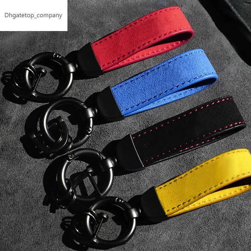 Metall Ny läderbil Suede Styling Power Emblem Keychain Key Chain Ring för BMW M X1 X3 X4 X5 X6 X7 E46 E90 F20 E60 E39 Tillbehör