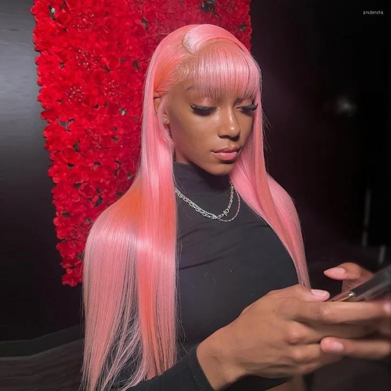Light Pink 13x4 Swiss Lace Front Wig Human Hair 22 Inch  display picture 1