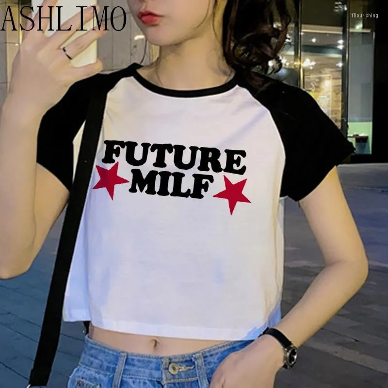 T-shirts femme lettre imprimée été coréen graphique femmes T-Shirt haut esthétique t-shirts Vouge pour les femmes col rond manches courtes