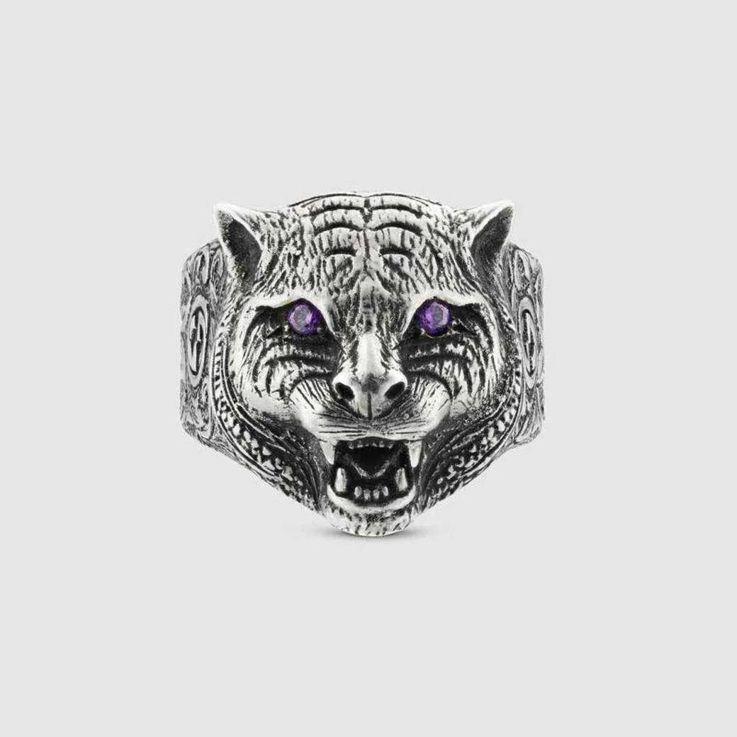 Factory wholesale 2023 New Luxury High Quality Fashion Jewelry for same antique double tiger head ring straight jewelry