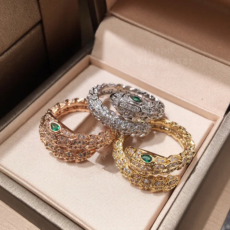 ヘビリング BUIGARI ヘビ 5A デザイナーリング女性のためのゴールドメッキ 18K サイズ 6 7 8 公式複製高級ファッションジュエリー記念日ギフト 003