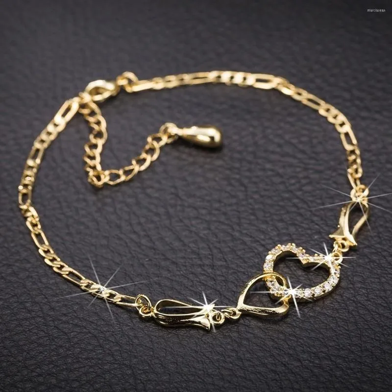 Cadle 2023 Fashion Anklet Gold Colore Grow Out Heart Forma Clear Cubic Zirconia 25 cm Long Mostra le caviglie in estate 1 pezzo
