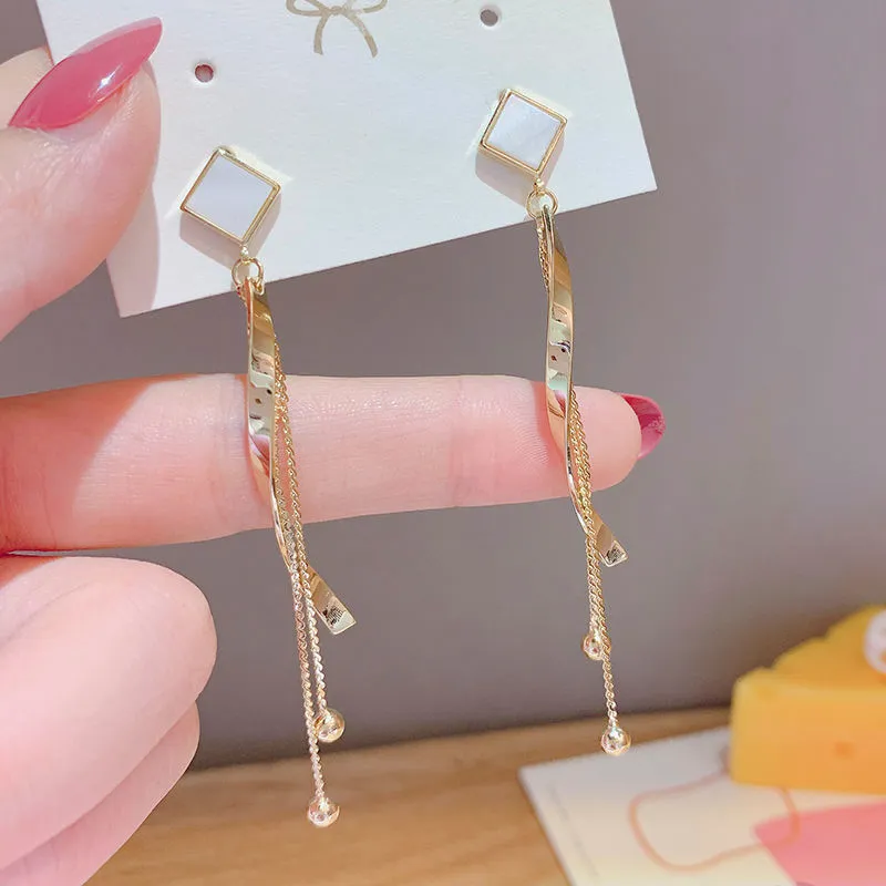 Orecchini Lunghi Con Nappe Per Donna, Ipoallergenici, A Catena, Con Cristalli, 1 Paio, Regalo Per Ragazze